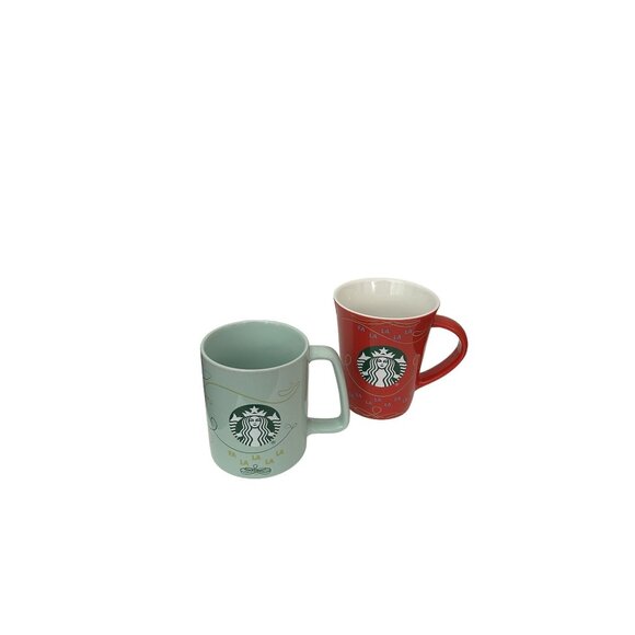 Starbucks 2020 Holiday Mug Set Of 2 - Red & Seafoam Green - Picture 2 of 4